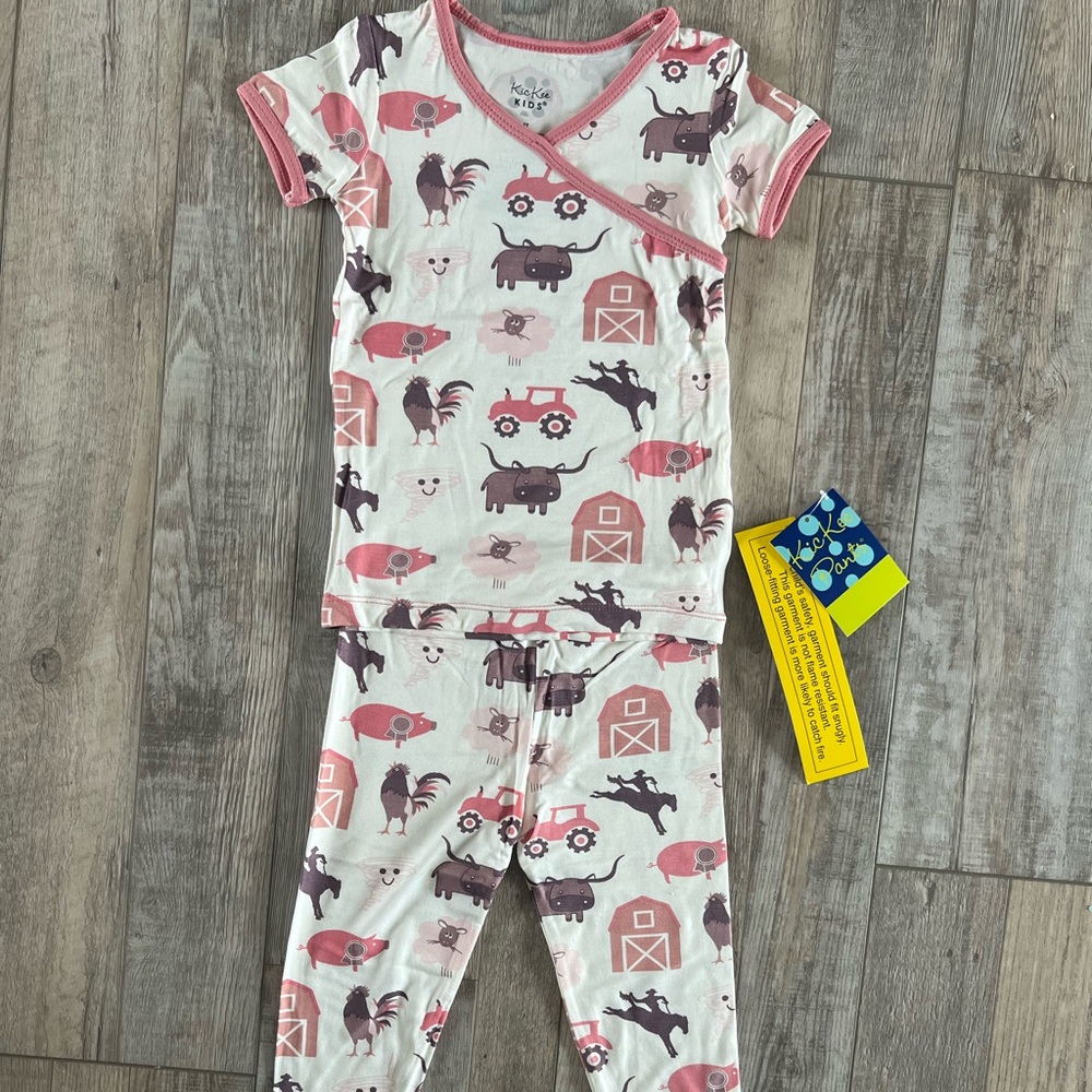 NWT Kickee Pants Farm Animal Print Pajama Set